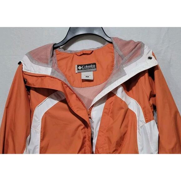 Columbia XCO Jacket Women Medium Orange White PACKABLE Full Zip Hooded Softshell - Picture 2 of 11